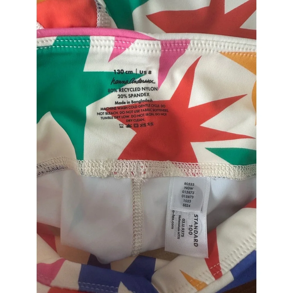 Hanna Andersson Active MadeToStretch Biker Shorts bold star bright print size 8